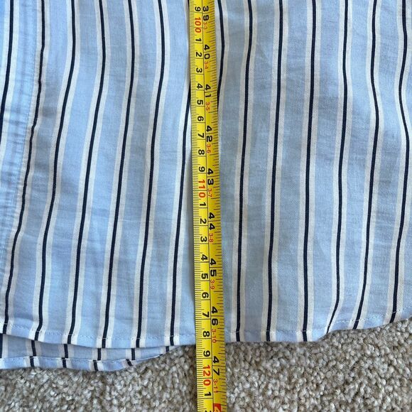 Zara Long Sleeves Oversized Shirt Midi Dress Tie Belt XS Lagenlook Blue Striped - Picture 14 of 15